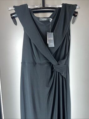 Lauren Ralph Lauren Black Sleeveless Wrap-Style Maxi with Side Knot